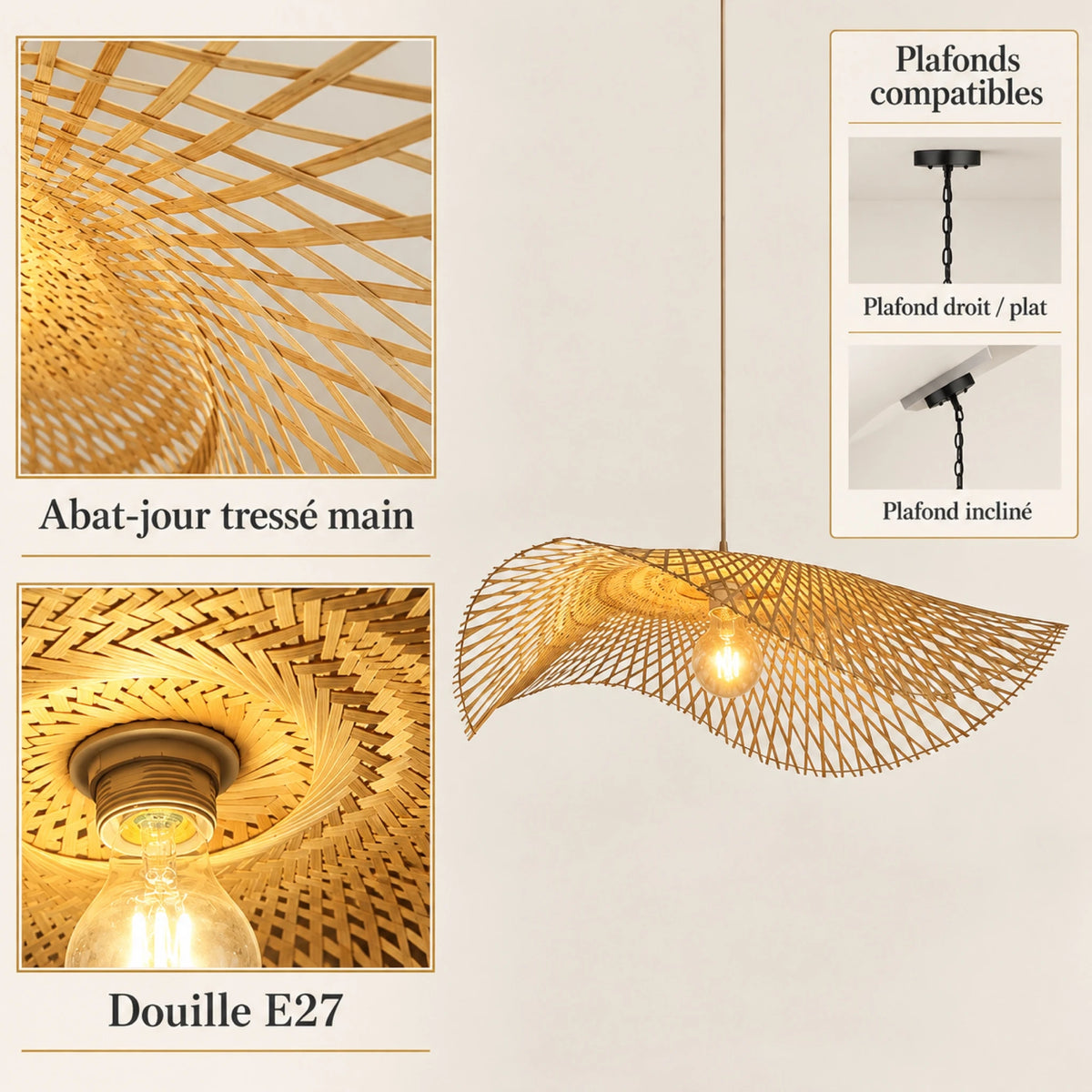 Détail du tressage en bambou
