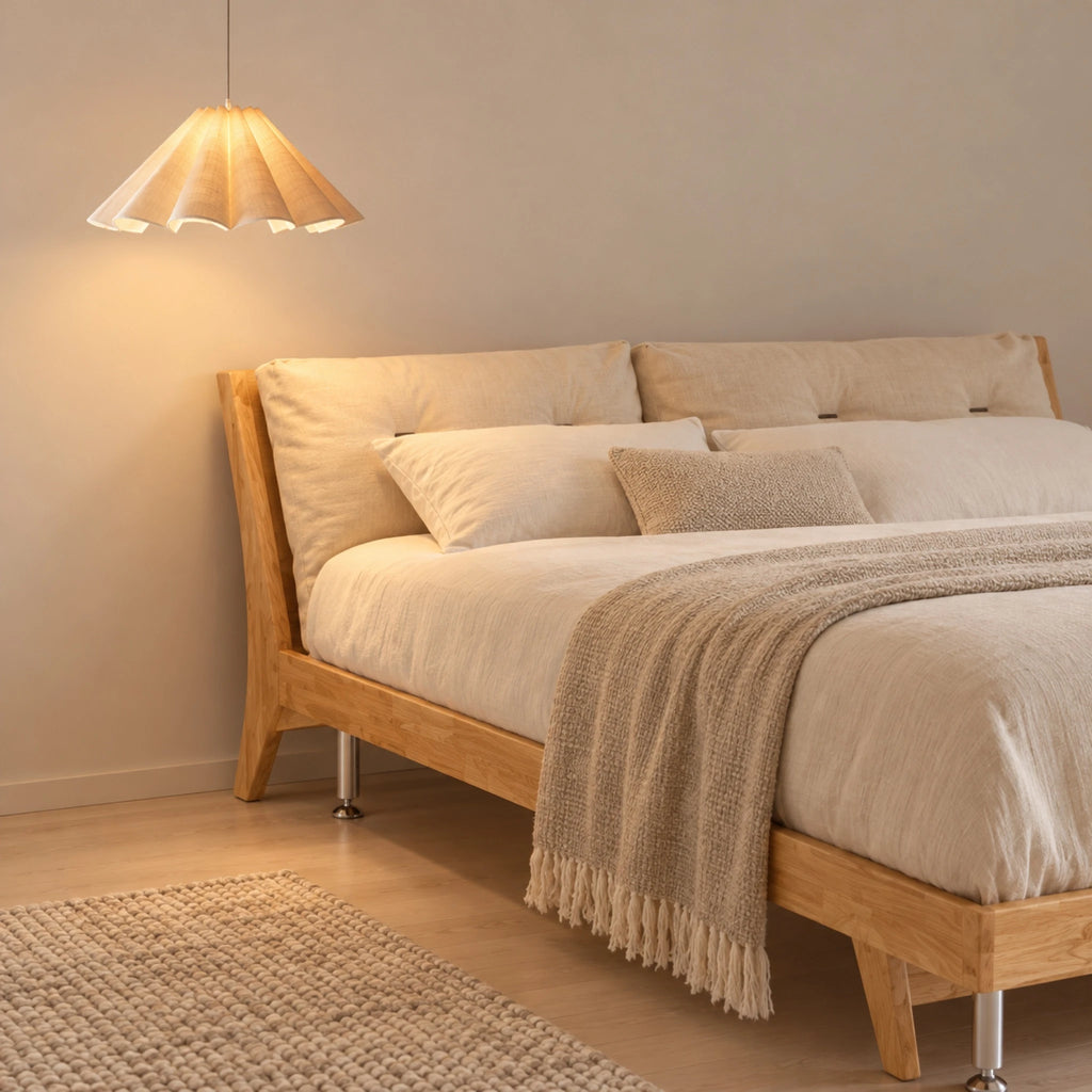 Suspension en tissu plissé dans une chambre