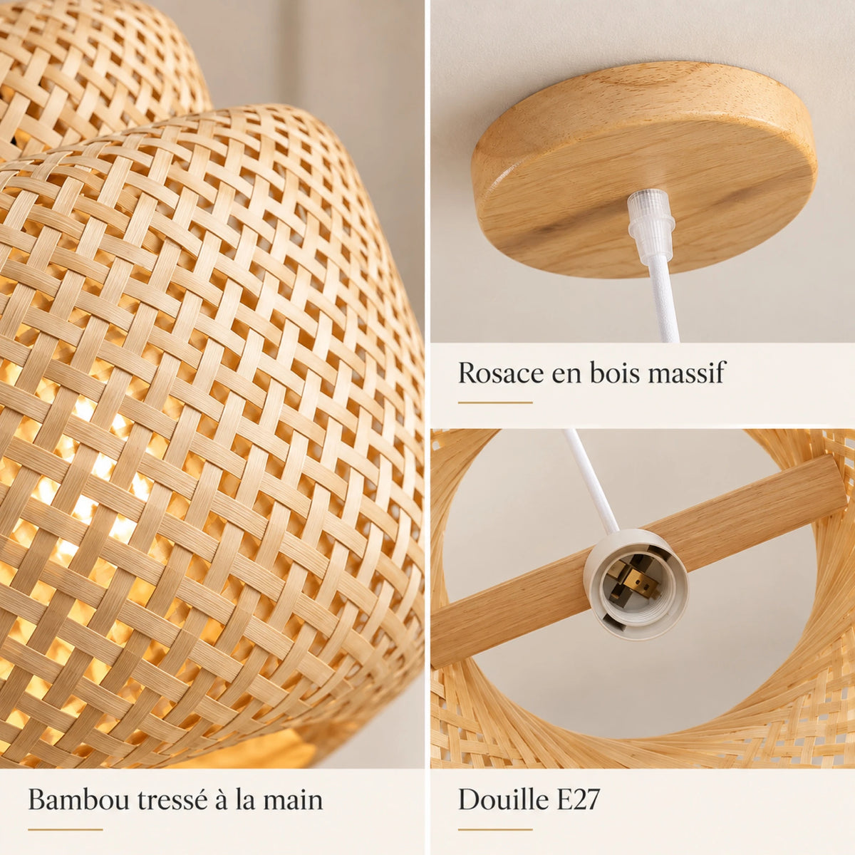 Détails du tressage et du pavillon en bois