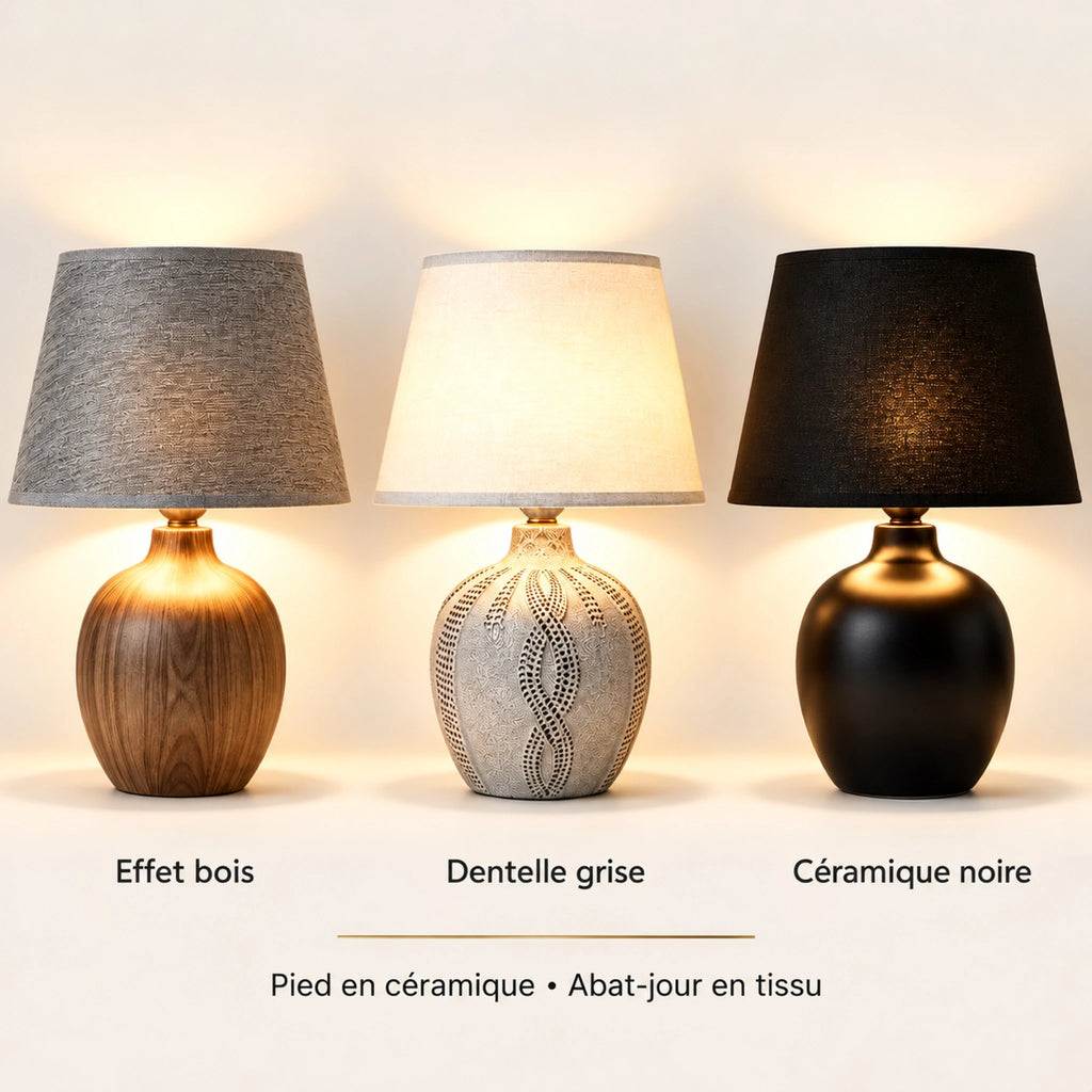 Les 3 finitions de la lampe en céramique