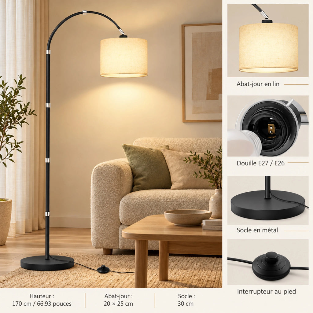Dimensions et détails du lampadaire arc