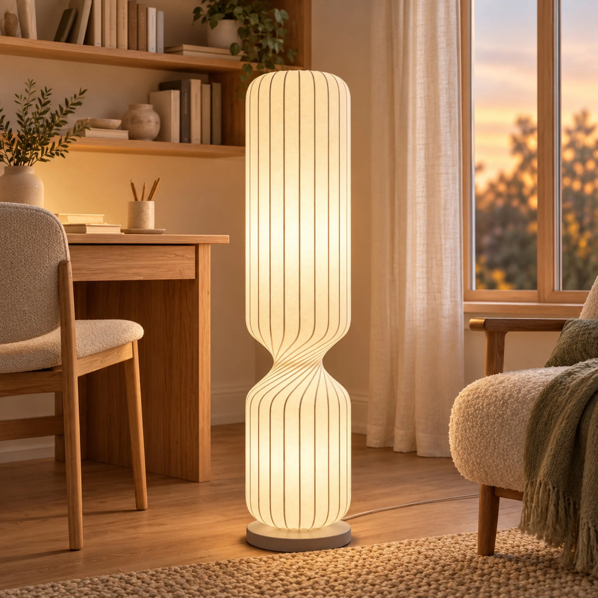 Lampadaire en soie près d'un bureau